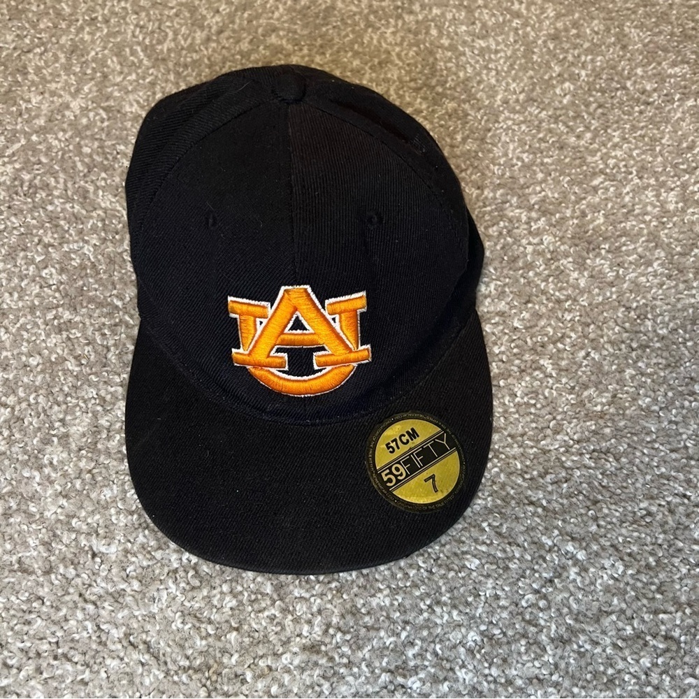 Auburn Tigers AU Logo Black Fitted Hat Size 7